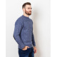 Синий меланжевый свитер с нашивками