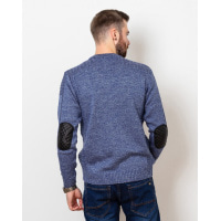 Синій меланжевий светр із нашивками