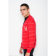 Красный ангоровый свитер с пуговицами и глубоким V-образным вырезом