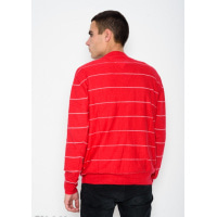 Червоний ангоровий светр з гудзиками і глибоким V-подібним вирізом