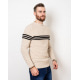 Бежевий в'язаний светр із горизонтальними смужками