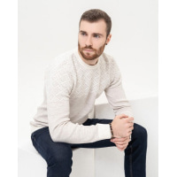 Світло-бежевий бавовняний светр із геометричним візерунком