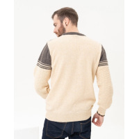 Бежевый шерстяной свитер с контрастным низом