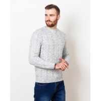 Серый свитер ажурной вязки
