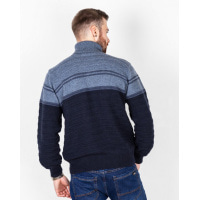 Синий шерстяной свитер с высоким горлом