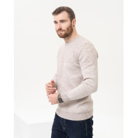Бежевий бавовняний светр з геометричним візерунком