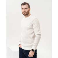 Світло-бежевий трикотажний светр з об'ємним декором