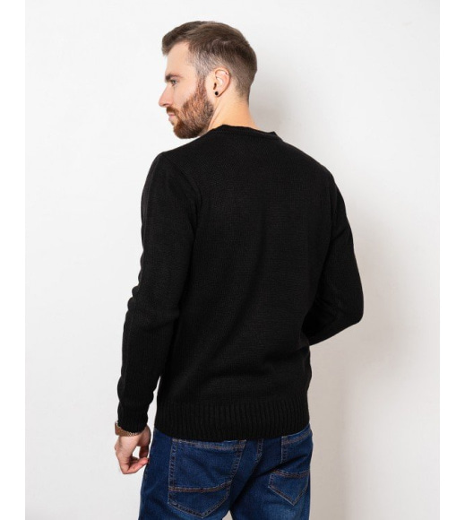 Черный вязаный пуловер с эмблемой