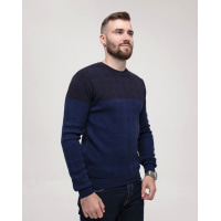 Синий свитер фактурной вязки с манжетами