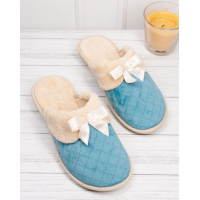 Голубые тапочки с искусственным мехом