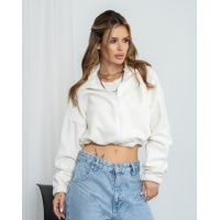 Белая укороченная толстовка из флиса