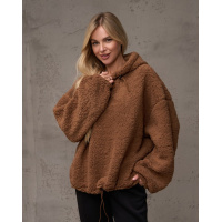 Коричневая теплая толстовка с кулисками