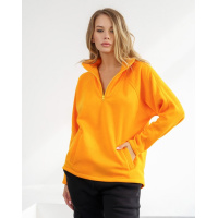 Горчичная утепленная толстовка с высоким воротником