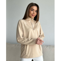 Бежевая трикотажная толстовка с высоким воротником