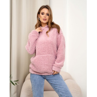 Розовое теплое худи из искусственного меха