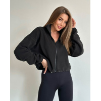 Черная укороченная толстовка из флиса