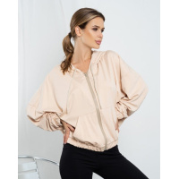 Бежевая трикотажная свободная толстовка на молнии