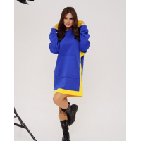 Синее теплое худи с контрастными вставками