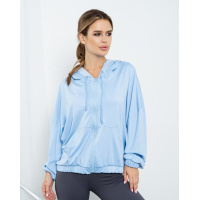 Голубая трикотажная свободная толстовка на молнии