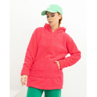 Малиновая флисовая теплая толстовка-кенгуру