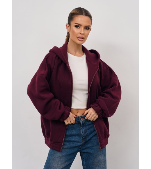 Темно-бордовая утепленная толстовка на молнии