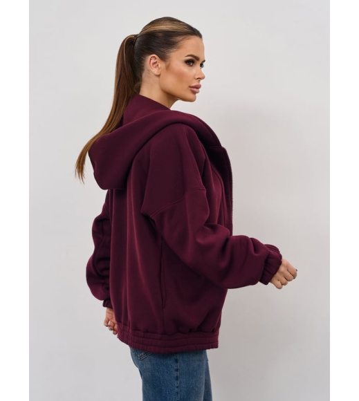 Темно-бордовая утепленная толстовка на молнии