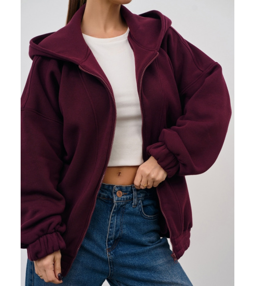 Темно-бордовая утепленная толстовка на молнии