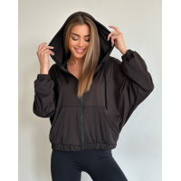 Черная трикотажная свободная толстовка на молнии