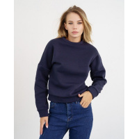 Темно-синий теплый свитшот с принтом