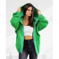 Зеленая теплая толстовка с трикотажной вставкой