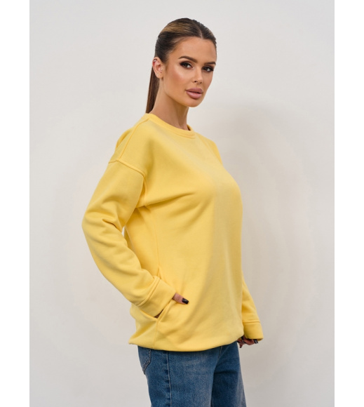 Желтая утепленная толстовка на кулиске