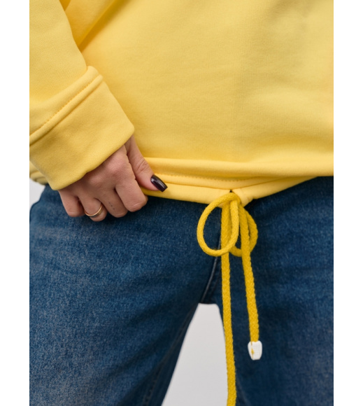Желтая утепленная толстовка на кулиске