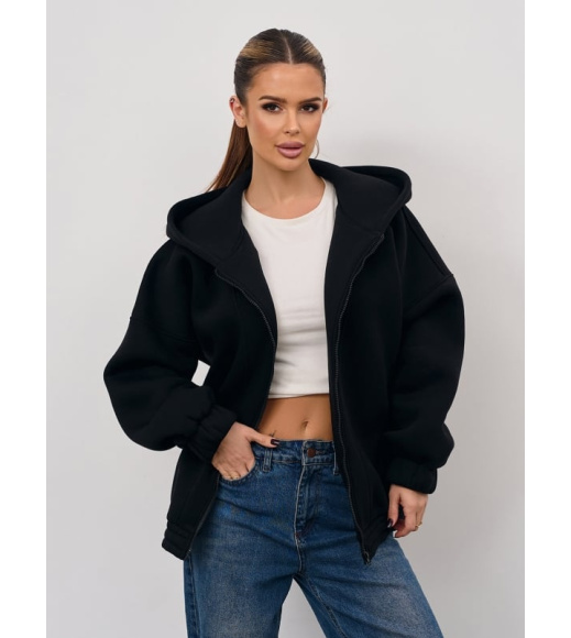 Черная утепленная толстовка на молнии