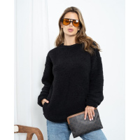 Черная теплая толстовка на кулиске из искусственного меха