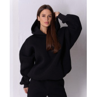 Утепленное свободное худи черного цвета