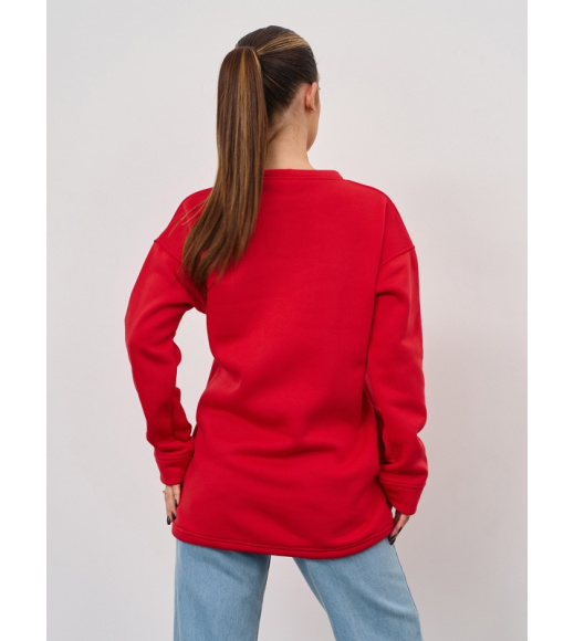 Красная утепленная толстовка на кулиске