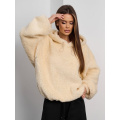 Светло-бежевая теплая толстовка с кулисками