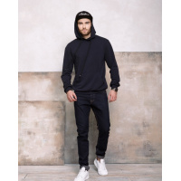 Темно-синее трикотажное худи с капюшоном