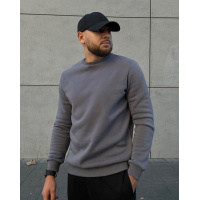 Серый утепленный флисом трикотажный свитшот