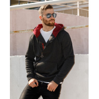 Темно-серая теплая толстовка с принтованной вставкой