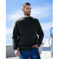 Утепленный свитшот цвета хаки с фактурными манжетами