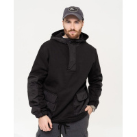 Черная теплая толстовка из трикотажа и плащевки