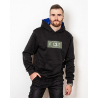 Трикотажное теплое худи черного цвета с принтом