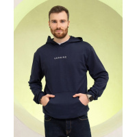 Синее трикотажное худи с патриотической надписью