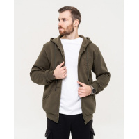 Худи цвета хаки на молнии декорированное гербом