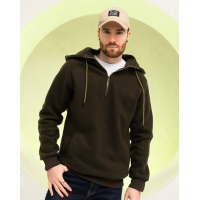 Флисовая толстовка цвета хаки с отстегивающимся капюшоном