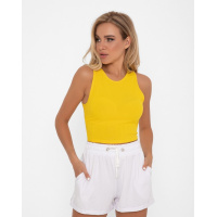 Желтый фактурный топ без рукавов