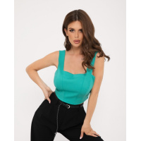 Зеленый трикотажный топ с вырезом каре