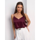 Шелковый топ темно-бордового цвета на бретельках
