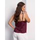 Шелковый топ темно-бордового цвета на бретельках